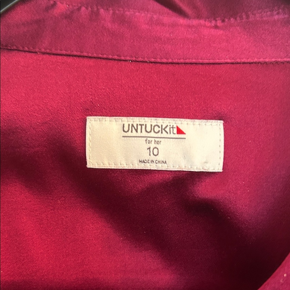 UNTUCKit Burgundy silk Button Down Shirt - Picture 2 of 5